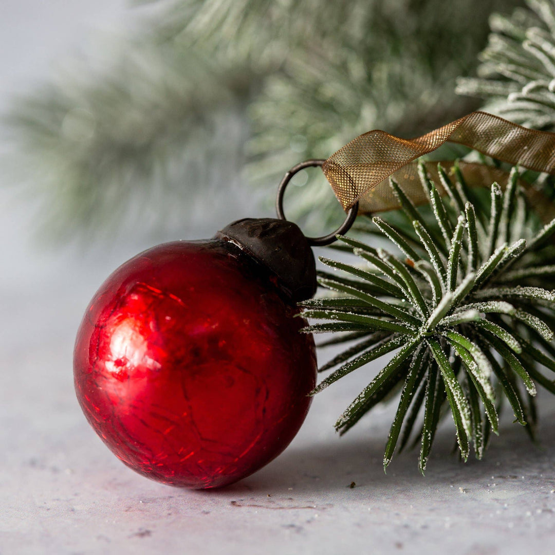 Small Red 1" Crackle Glass Ball