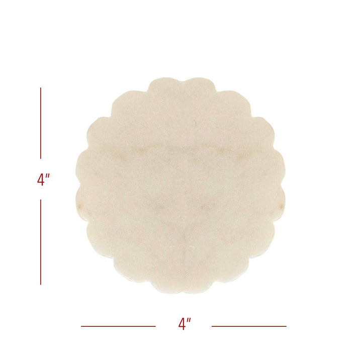 Emery Scallop Edge Set of 4 Coaster Set Marble, Jute Tie