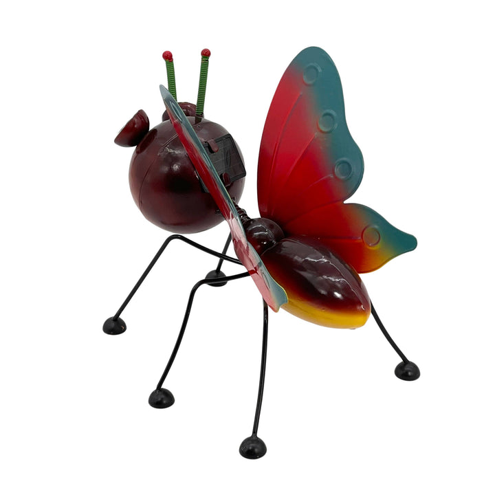 Metal Rainbow Butterfly Garden Solar LED Garden Statue 10.5"