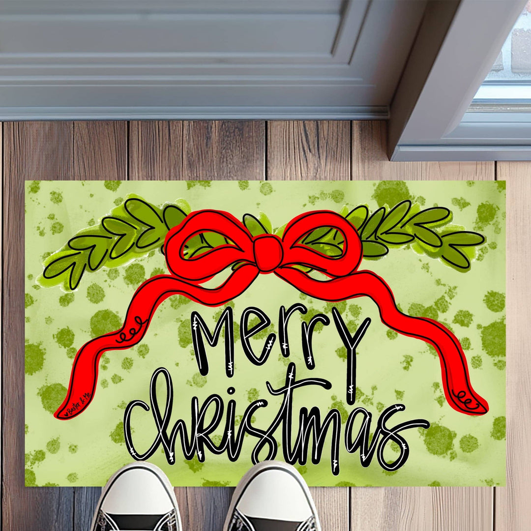 Merry Christmas Ribbon  Rug Floormat