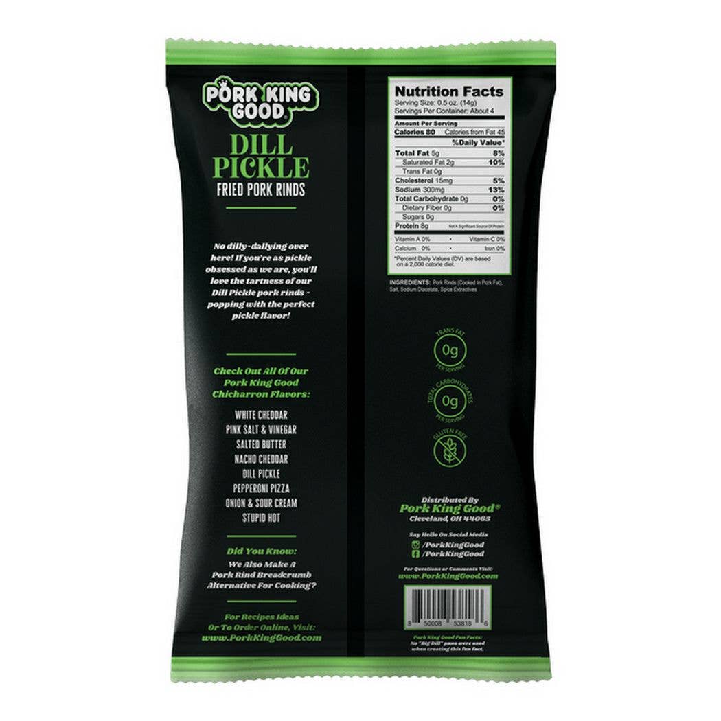 Pork King Good Dill Pickle Pork Rinds  1.75oz Bag