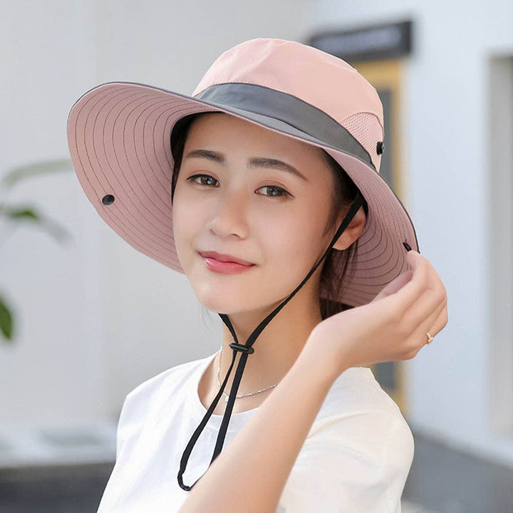 UV Protection Hat Foldable Wide Brim Ponytail Sun Hat
