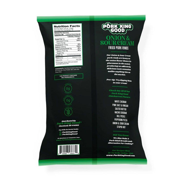 Pork King Good Onion & Sour Cream Pork Rinds 7oz Bag