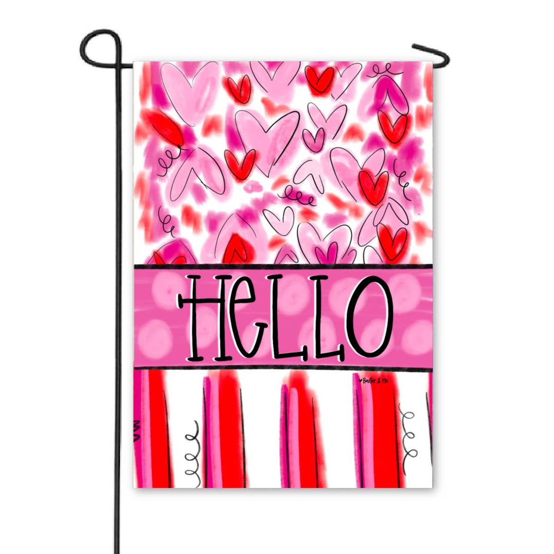 Hello Valentine Heart Garden Flag