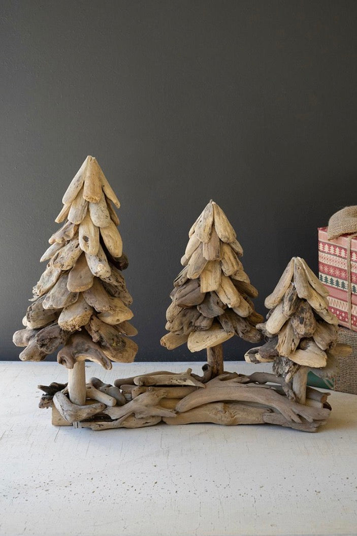 Set of 3 Driftwood Trees on Base