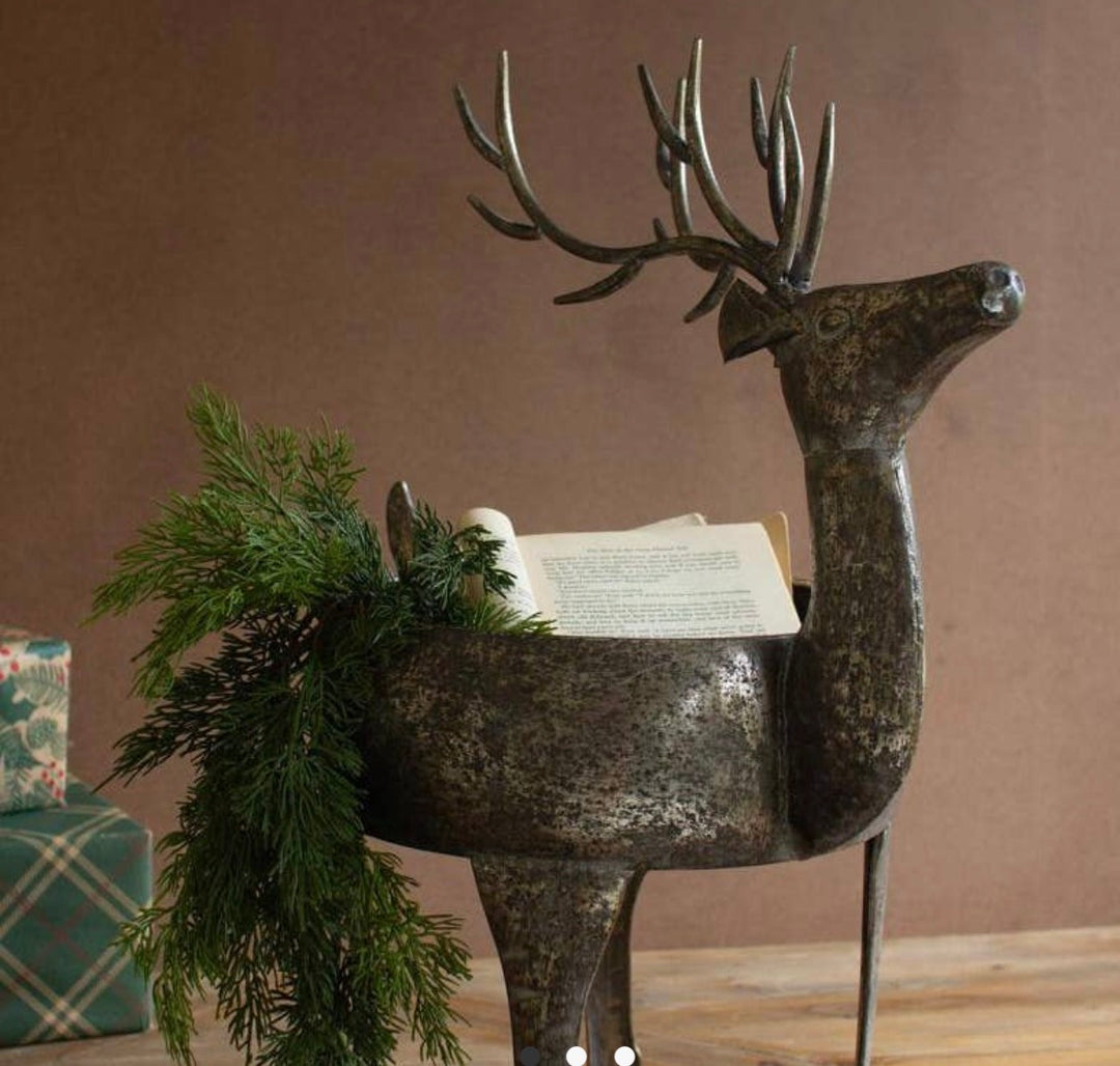Rustic Metal Reindeer Planter