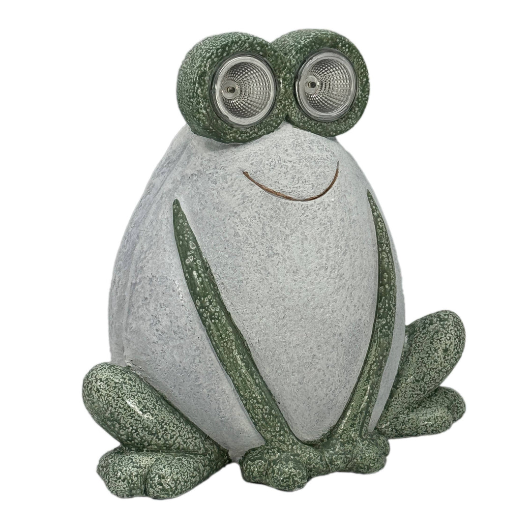 13" Frog Garden Statue with LED Solar Eyes