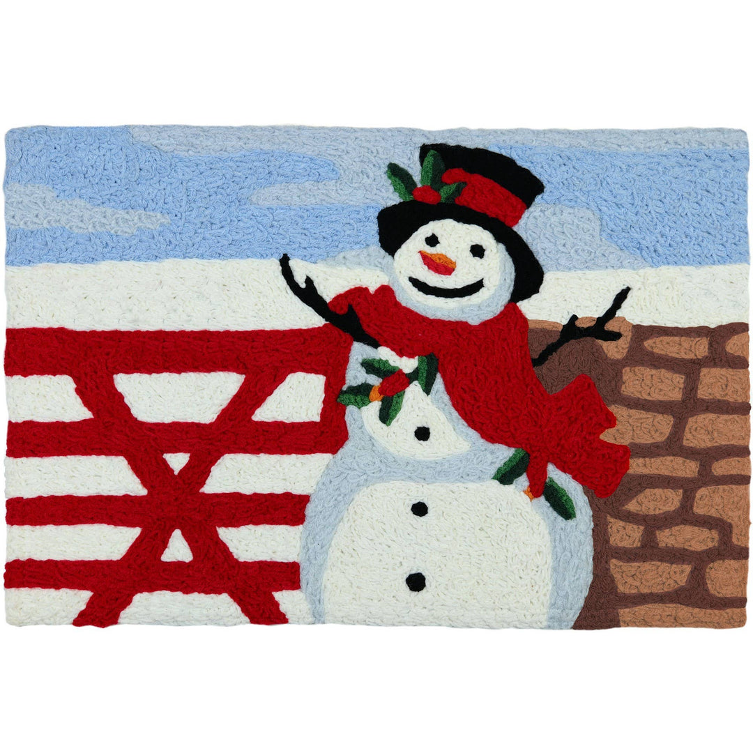 Snowman by the Fence Jellybean Rug 20" x 30"