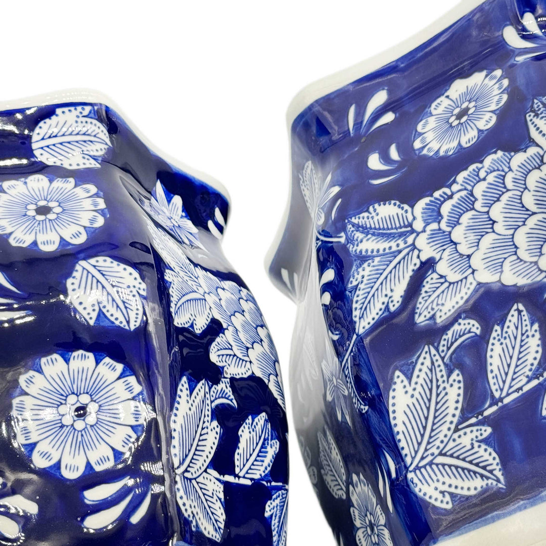Set of 3 - 7.5"/10"/13" Ceramic Chinoiserie Planter Pot Set
