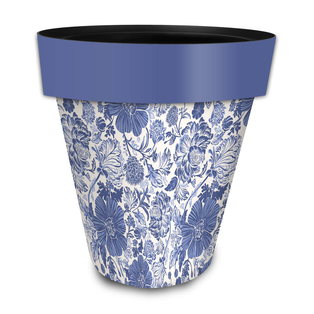 Blue and White Floral Large Planter