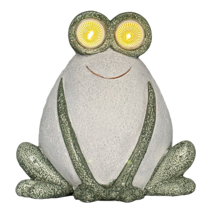 13" Frog Garden Statue with LED Solar Eyes