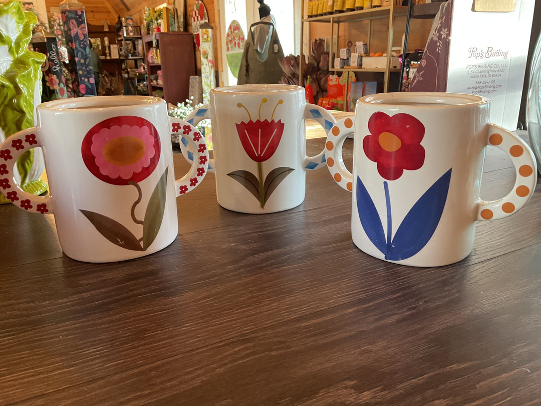 Double Handle Vase with Flower