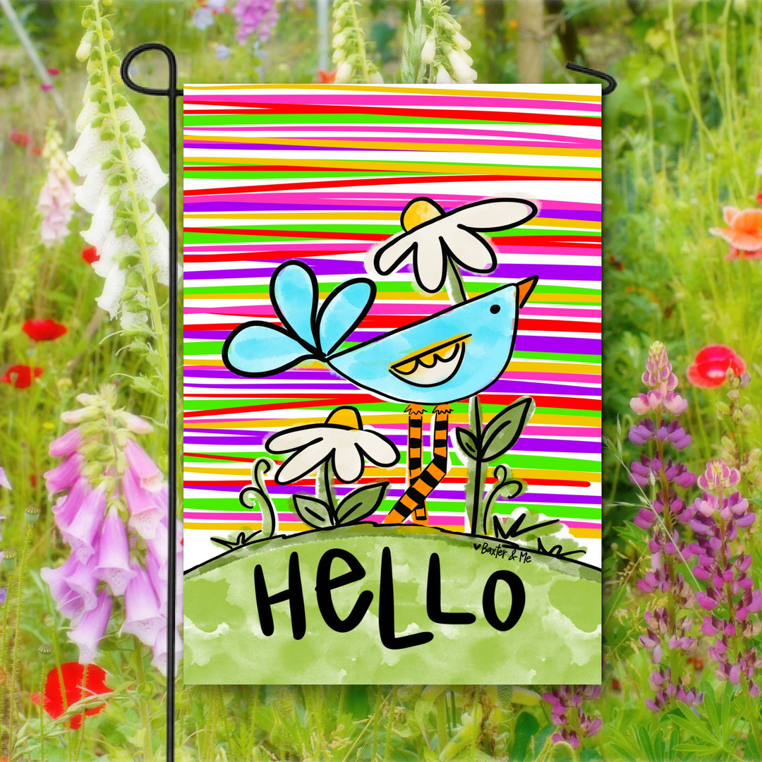 Hello Bird Garden Flag