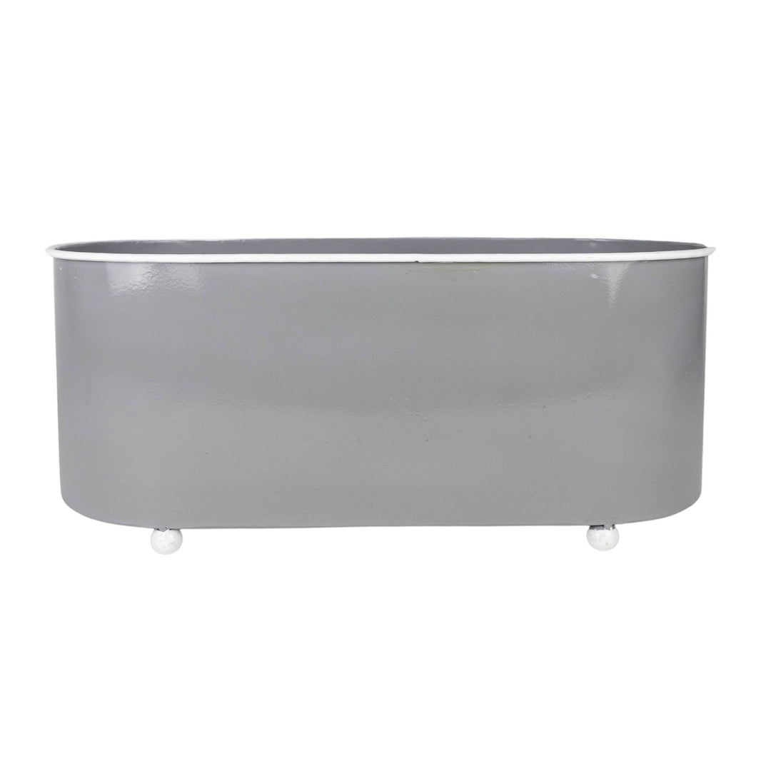 Eleanor Oblong Planter Pot Gray Metal