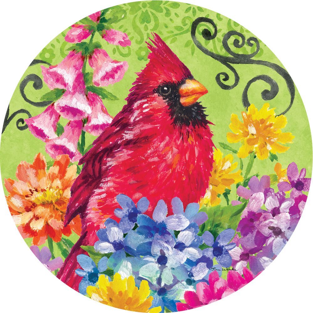 Suncatcher-Cardinal with flowers