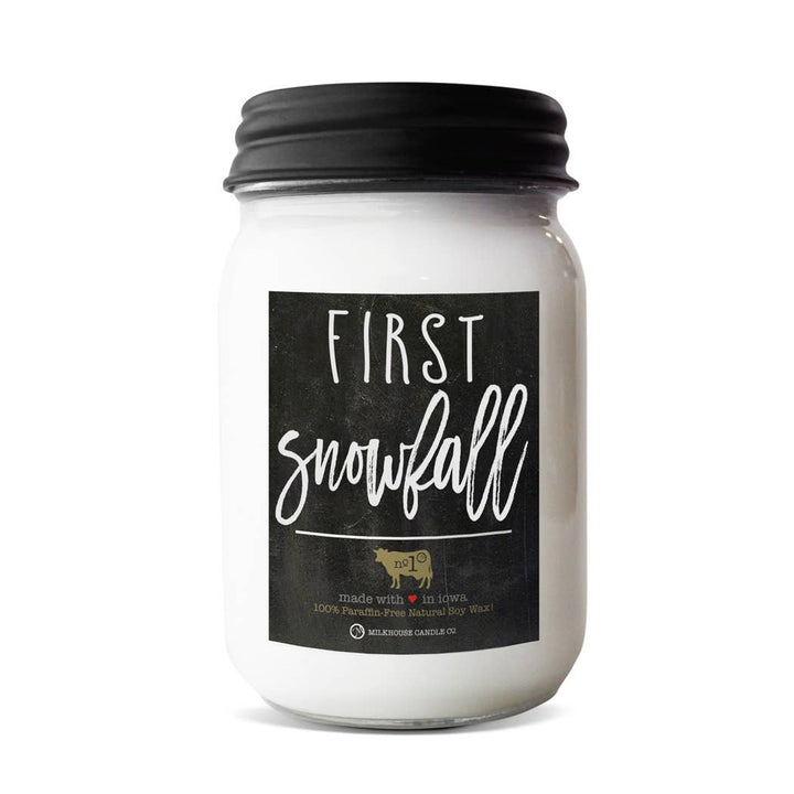 13 oz Mason Jar Christmas Candle:  First Snowfall
