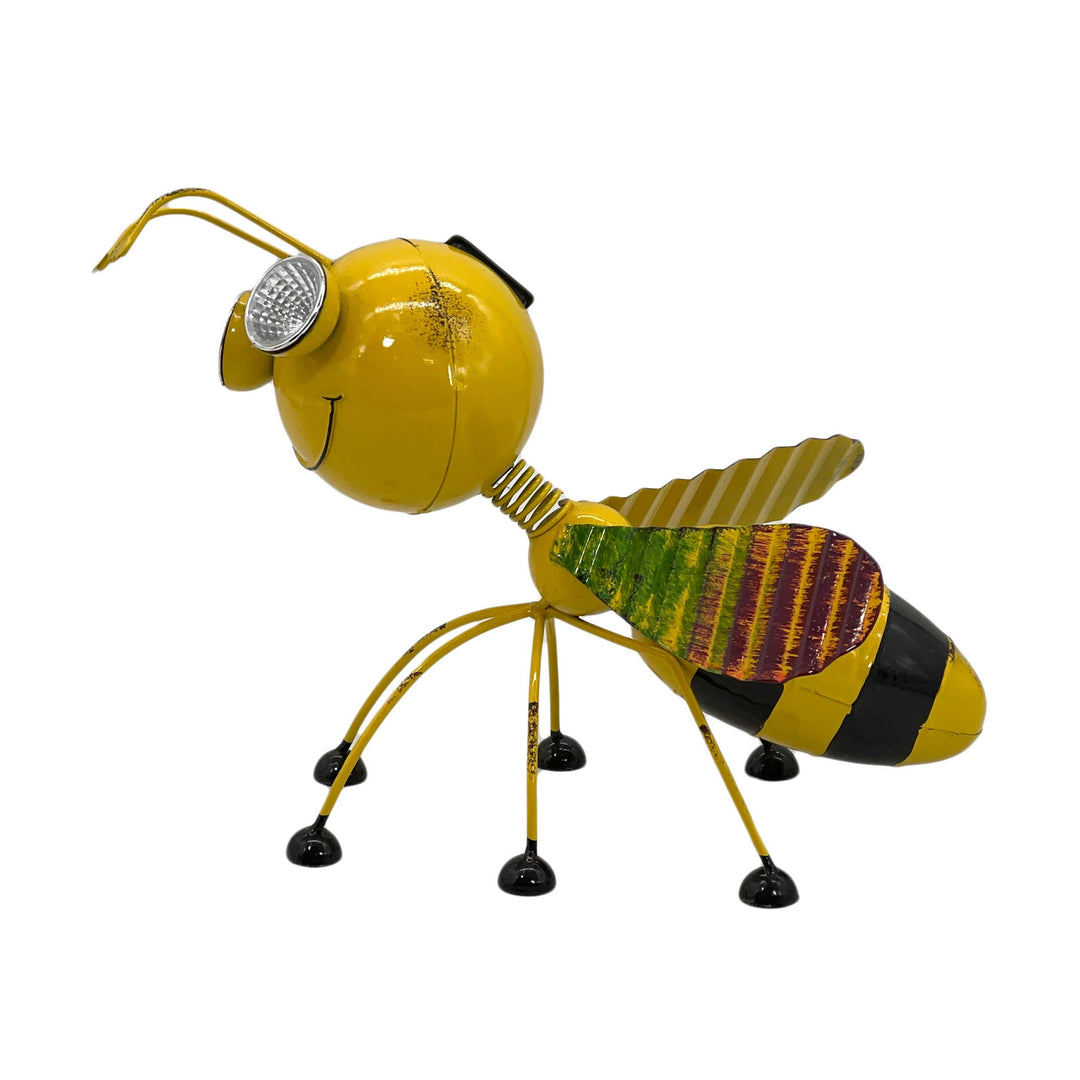 Metal Bee Garden Solar LED Garden Statue 11"L