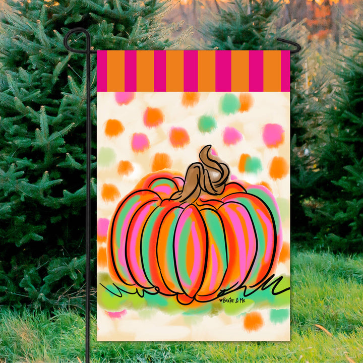 Rainbow Patch Pumpkin Garden Flag