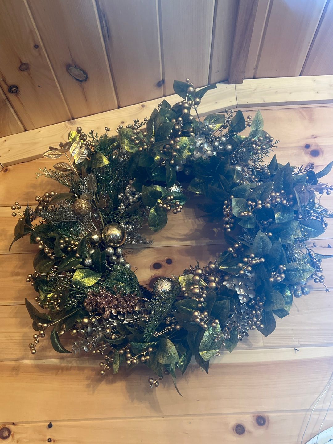 Brown and gold holiday wreath