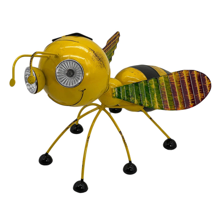 Metal Bee Garden Solar LED Garden Statue 11"L