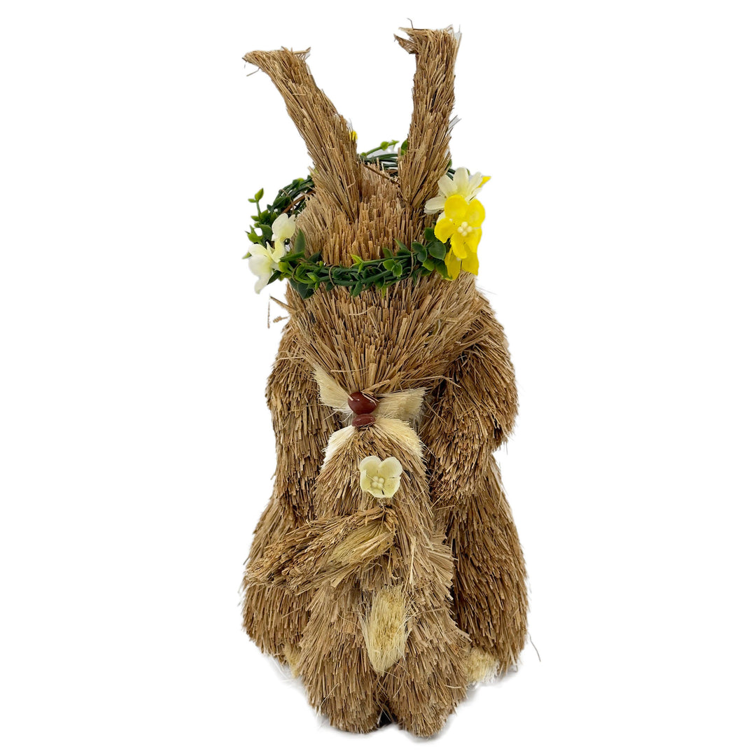 Straw Easter Bunny Mom & Baby  Figurine