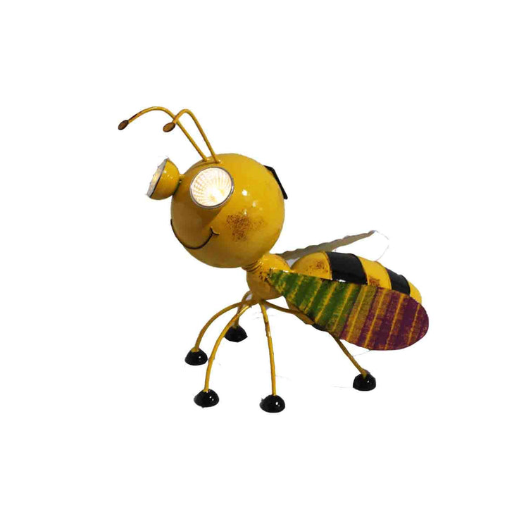 Metal Bee Garden Solar LED Garden Statue 11"L