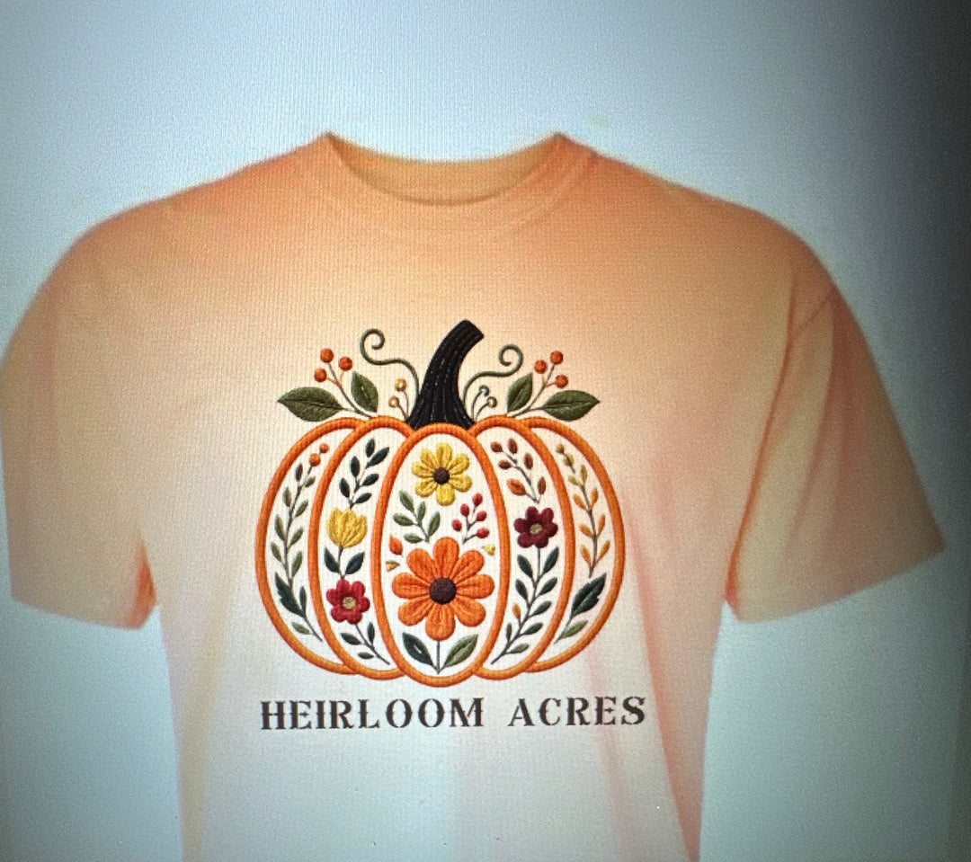 Floral Pumpkin Heirloom Acres Shirt - Cantaloupe