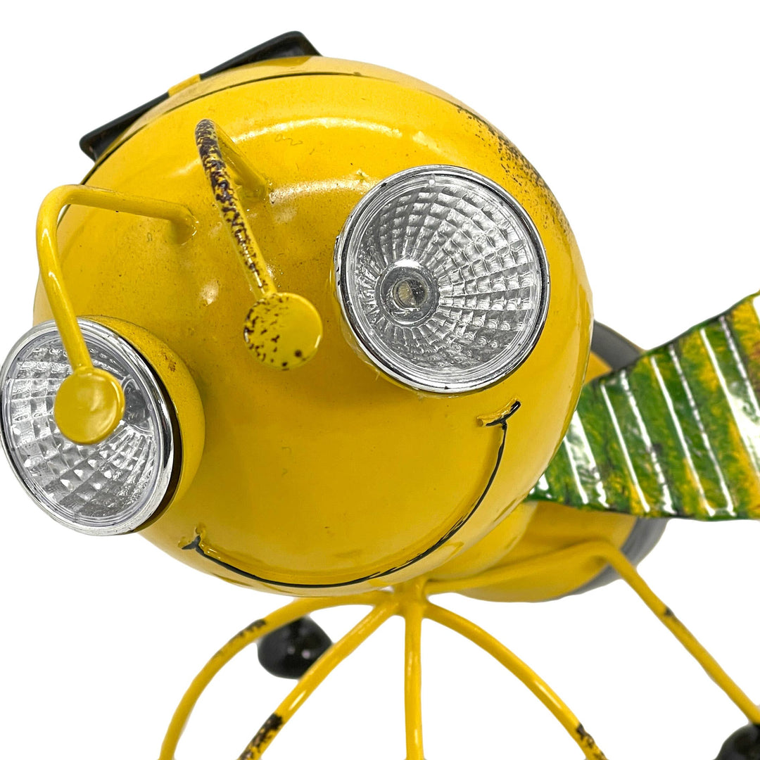 Metal Bee Garden Solar LED Garden Statue 11"L