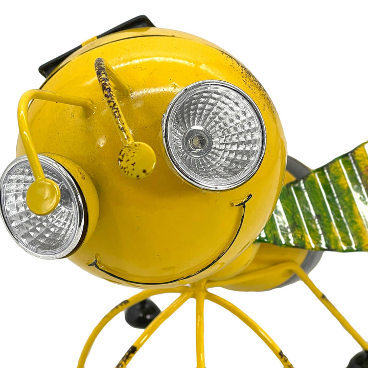 Metal Bee Garden Solar LED Garden Statue 11"L
