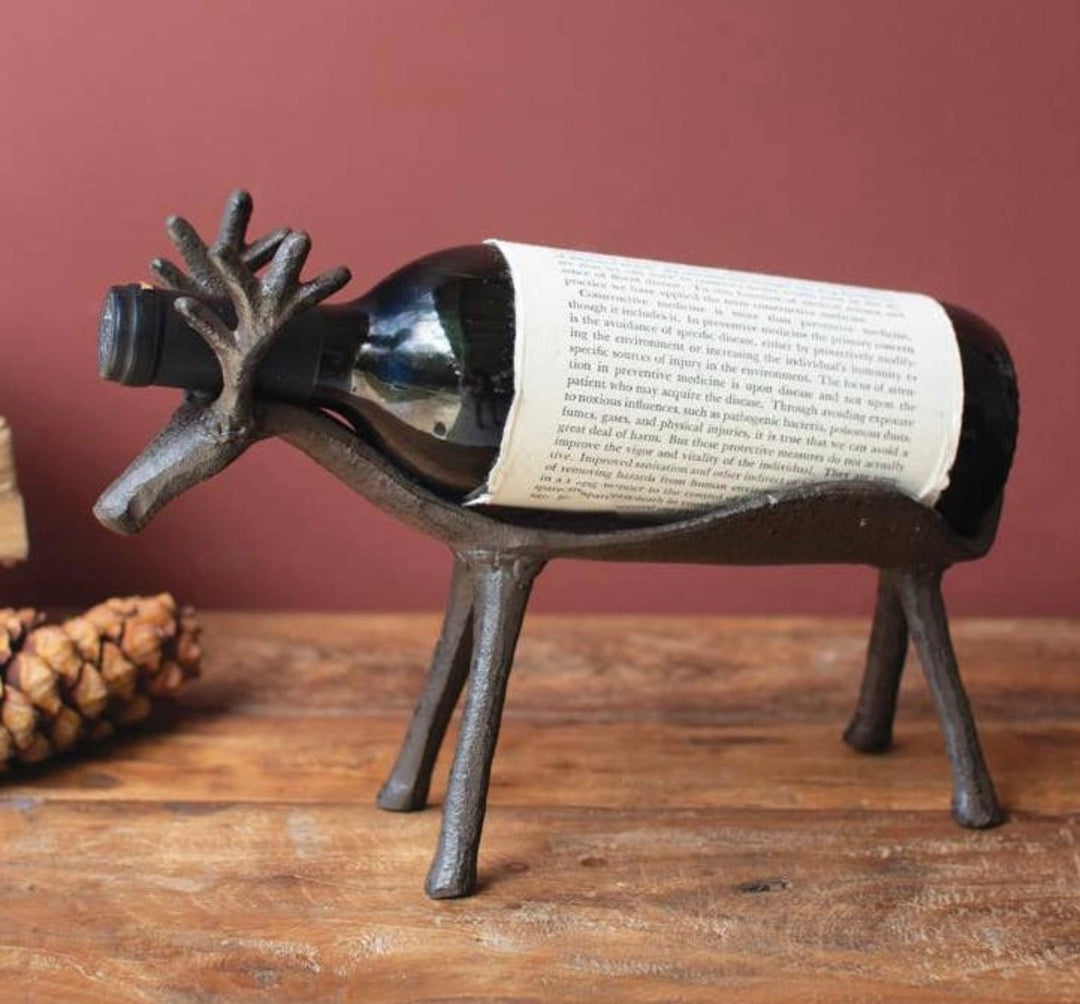 Cast Iron Reindeer Wine Holder