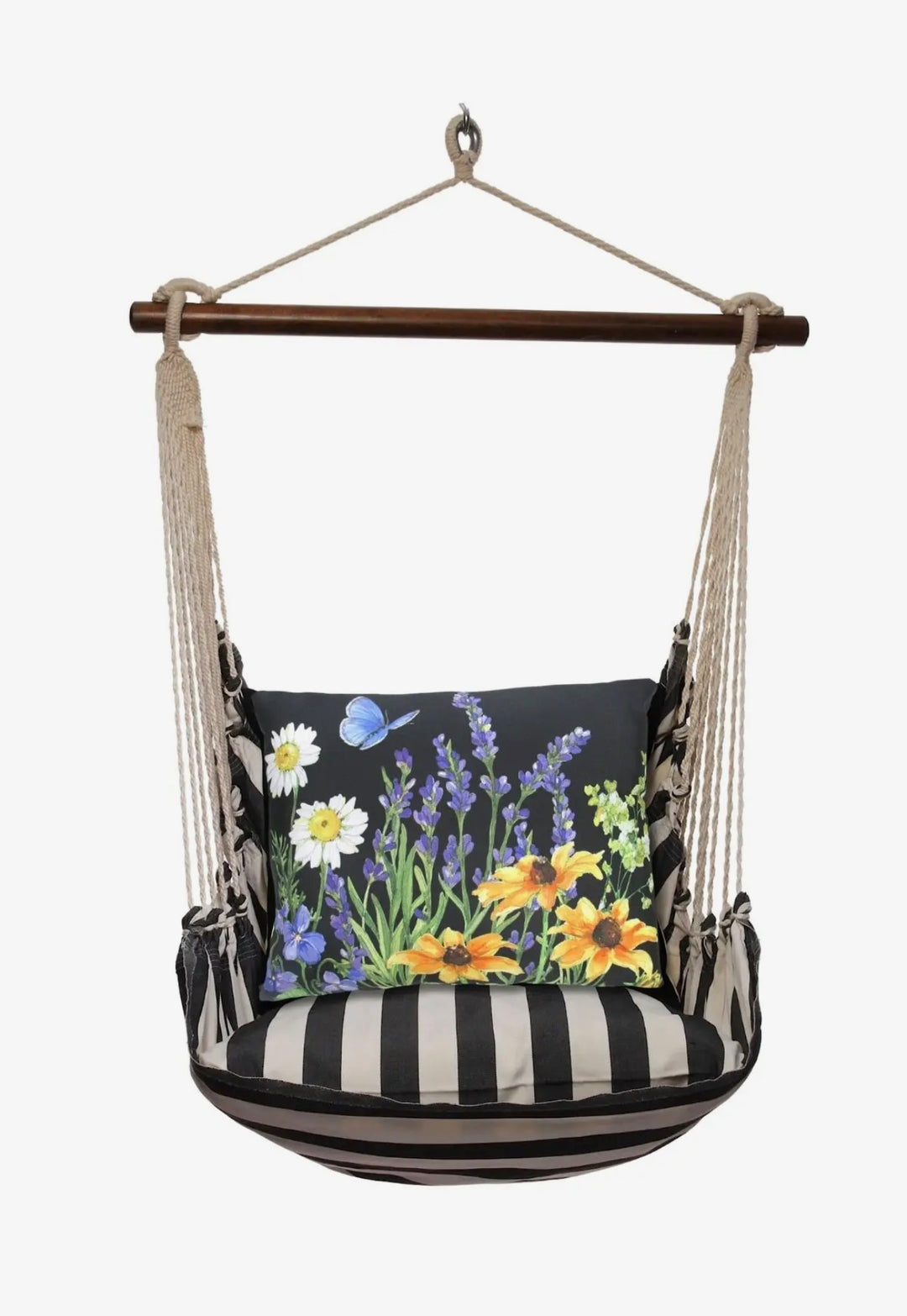 Hammock Swing 4- piece set indoor/outdoor black & white Garden Meadow