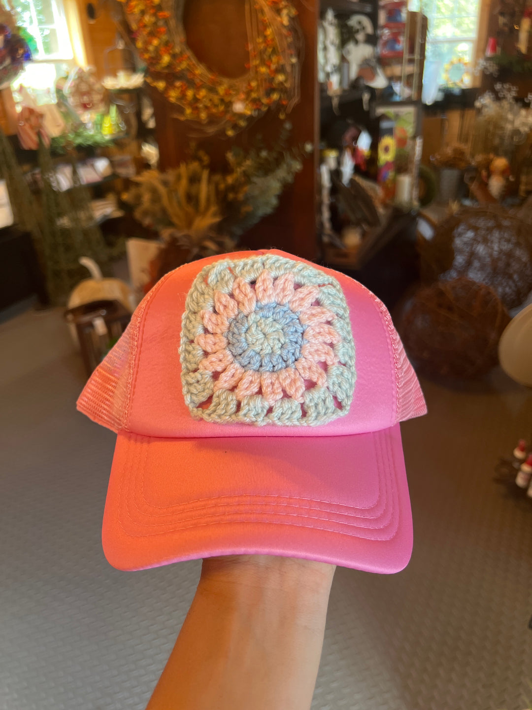 Granny Square Cap - Pink/Blue