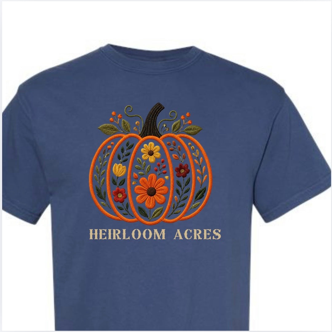 Floral Pumpkin Heirloom Acres Shirt - midnight