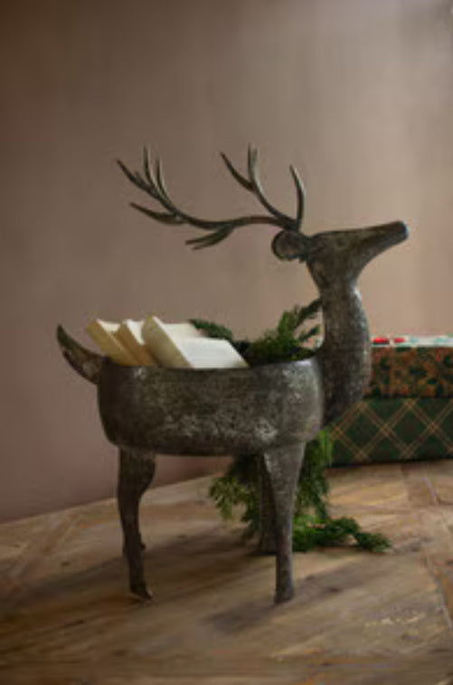 Rustic Metal Reindeer Planter