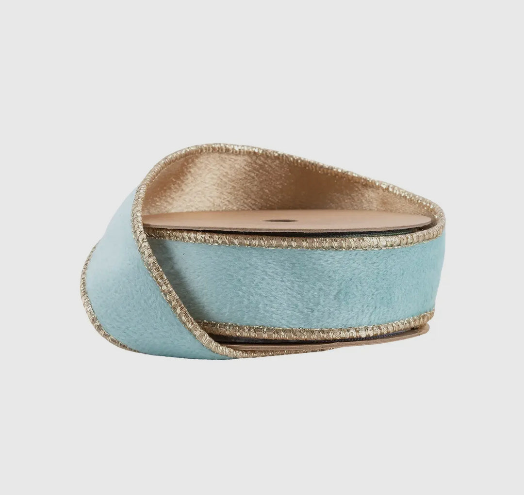 1” Reversible Velvet Aqua Ribbon