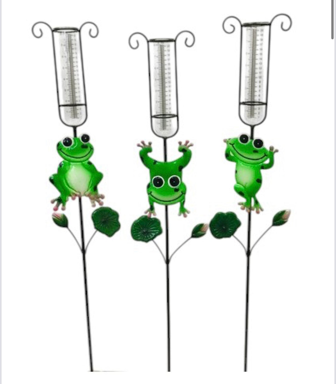 Asst. Rain gauge w/frogs stake 42”x 7”