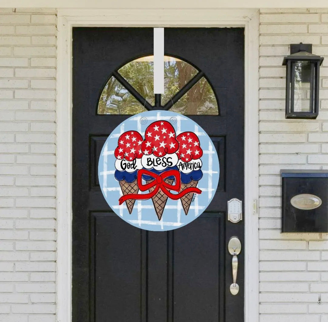 God Bless America Ice Cream Door Hanger