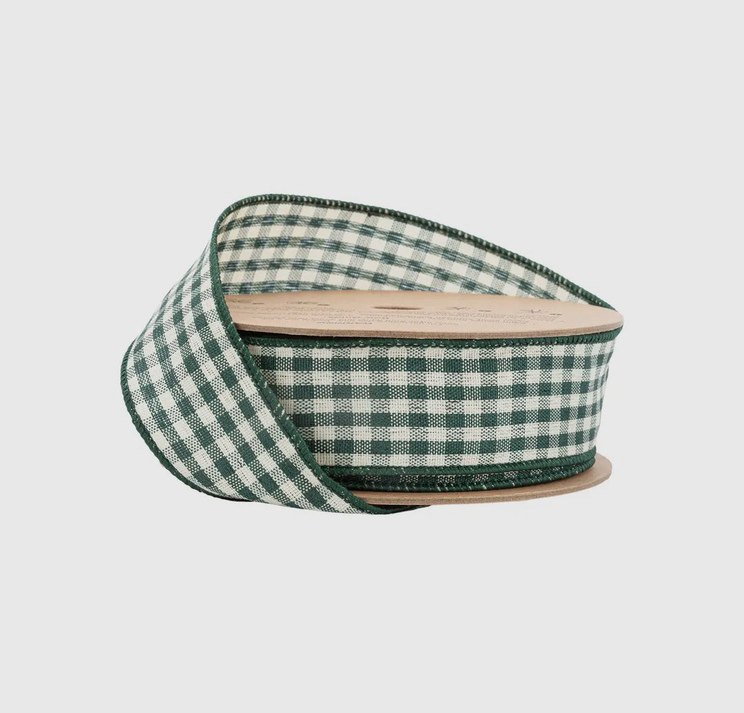 1.5” Green/White Gingham Ribbon