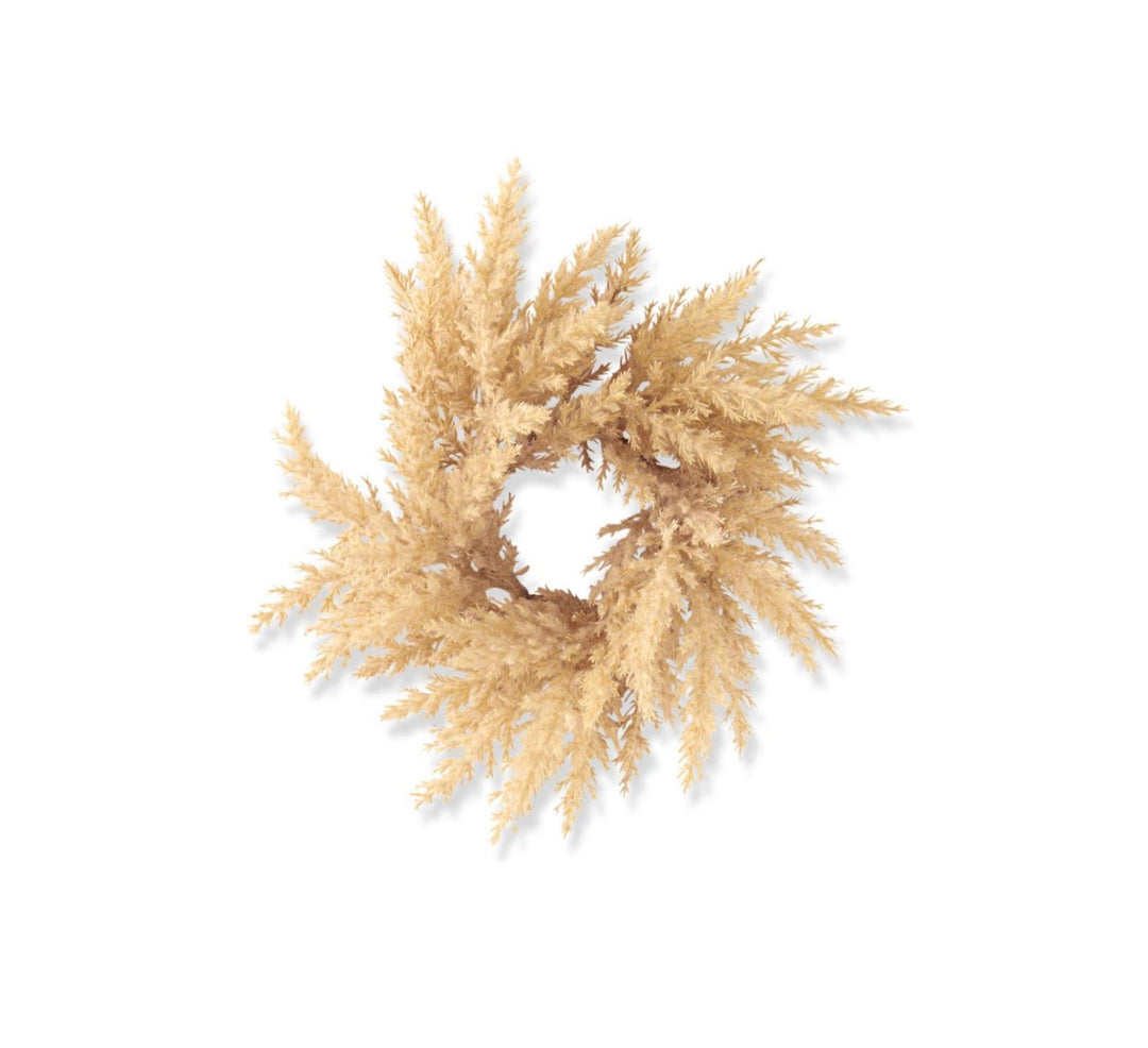 12 Inch Flocked Light Brown Pampas Grass Candle Ring