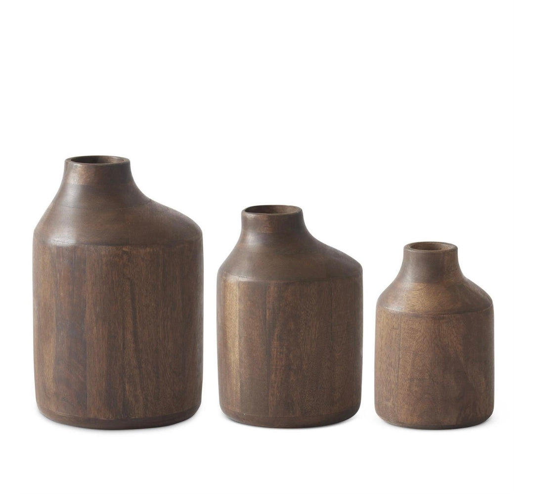 8.25 Inch Dark Mango Wood Irregular Vase