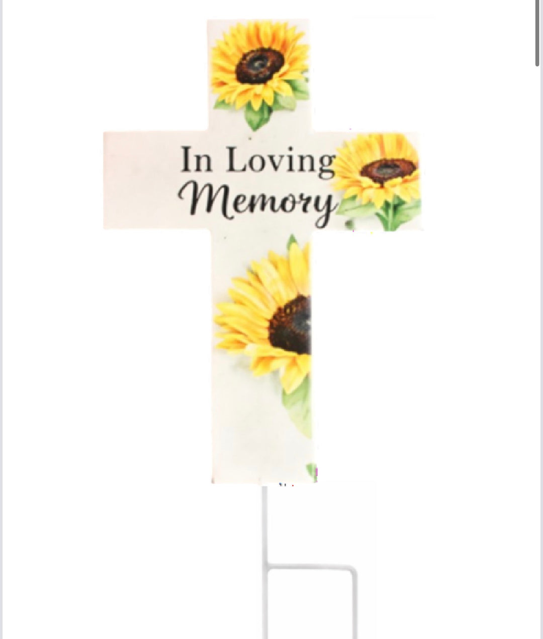 24″x12″ In Loving Memory Sunflower Cross Stake