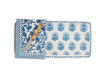 Mudpie Block Print Tray and Towel Set