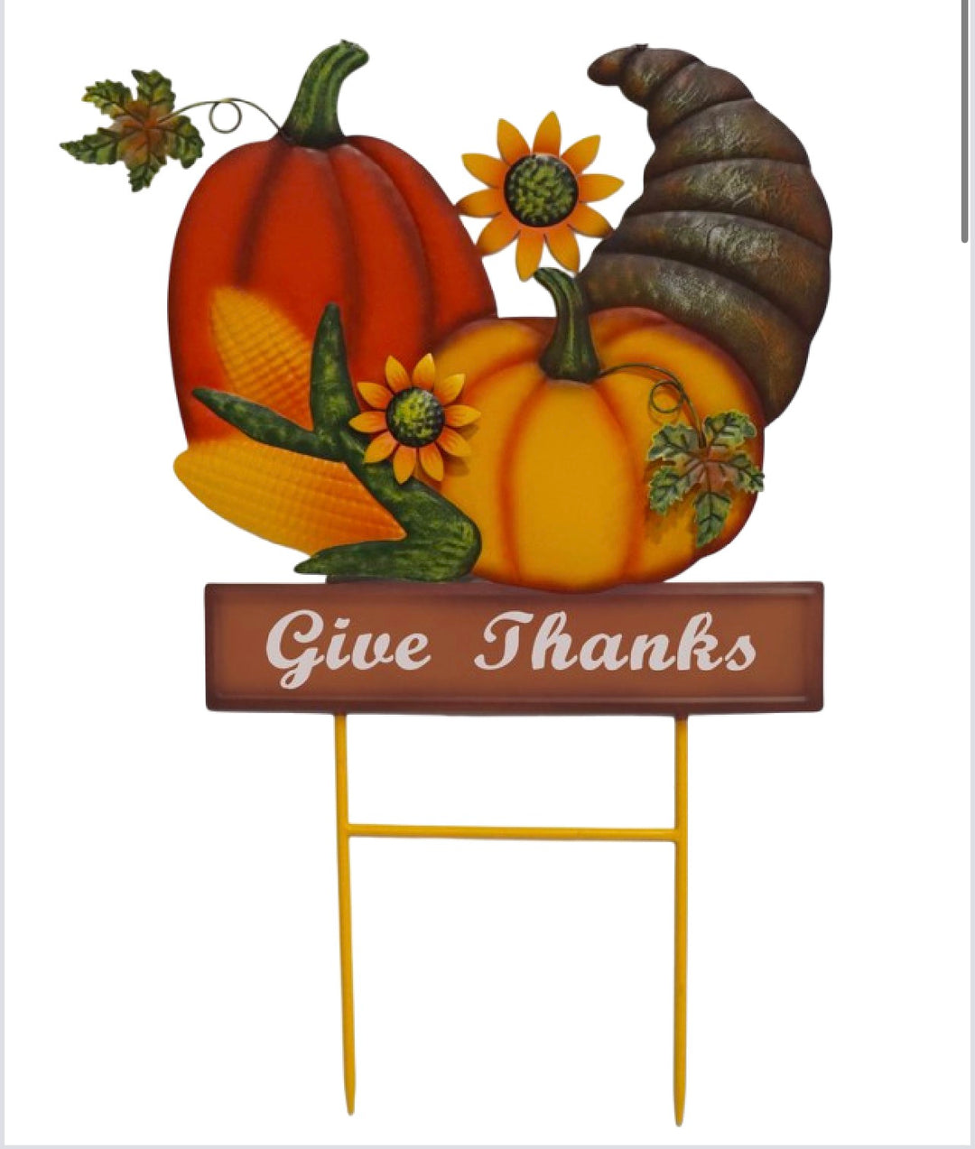 Cornucopia pumpkin w/ give thanks 30”x 17”