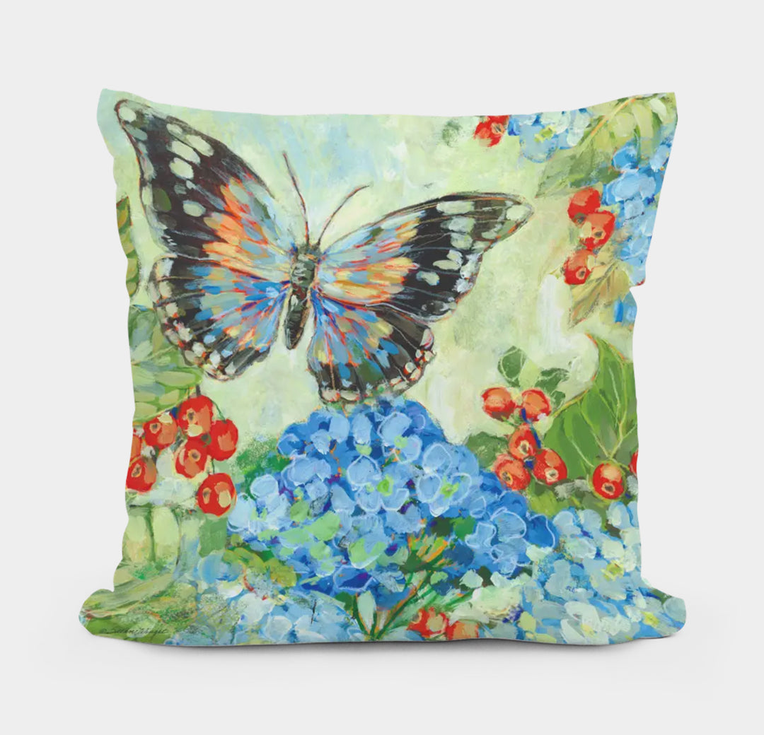 Butterfly on Hydrangeas 18x18