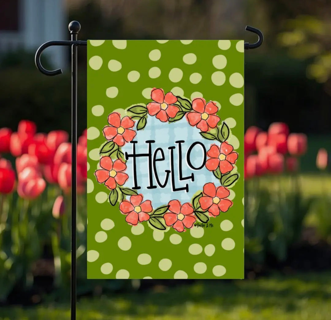 Green Coral Floral Garden Flag