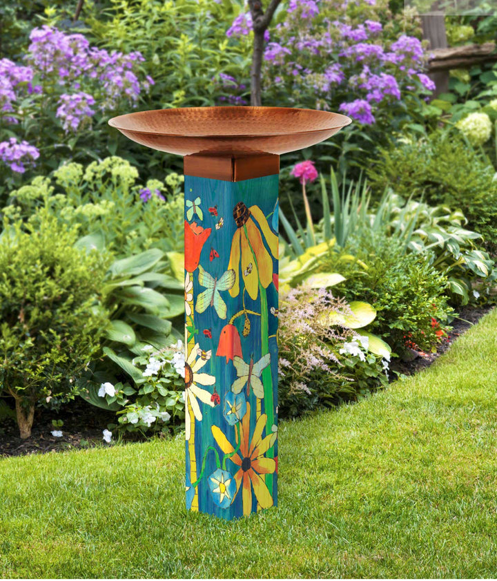 Art Pole- The earth laughs in flowers Birdbath