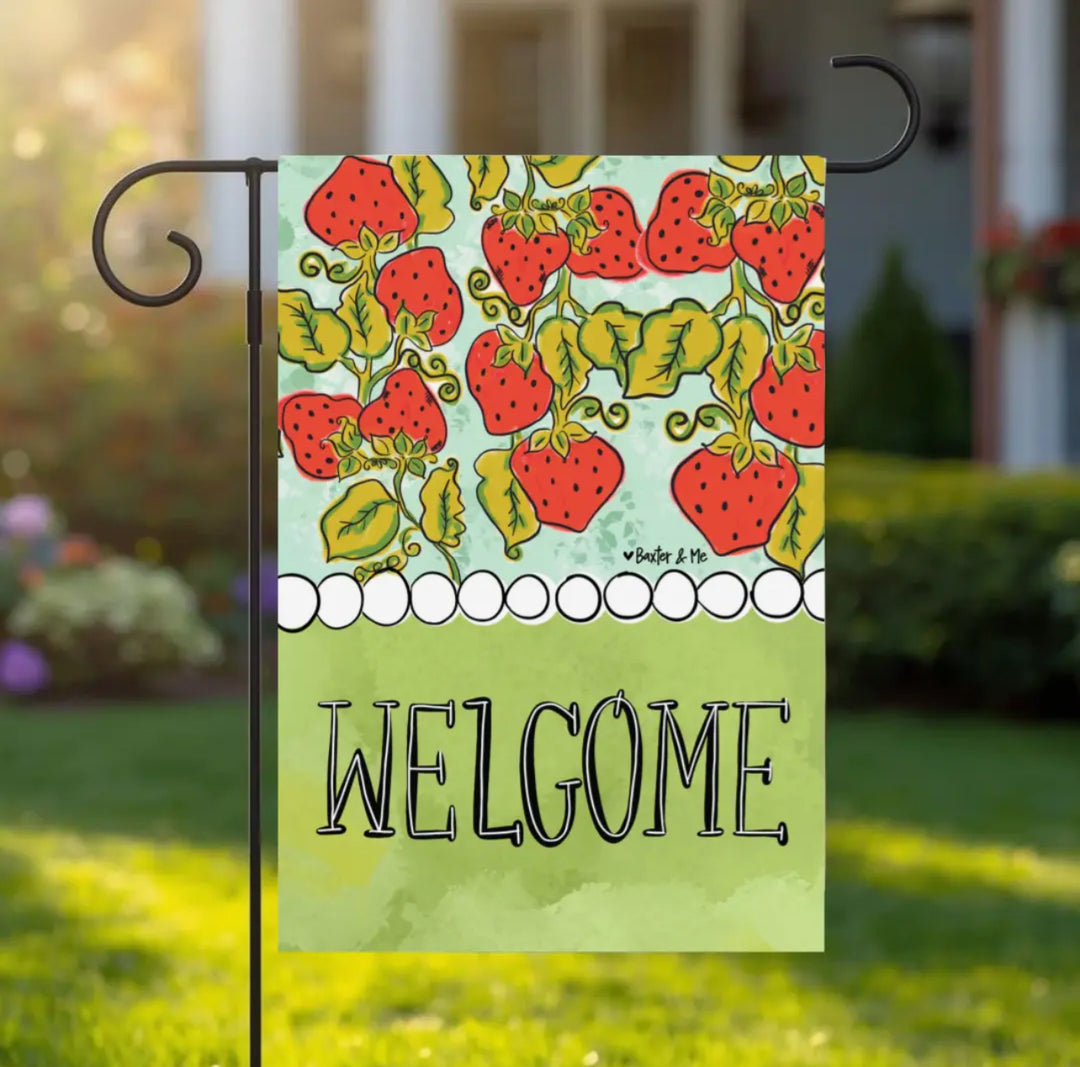 Welcome Strawberry Flag