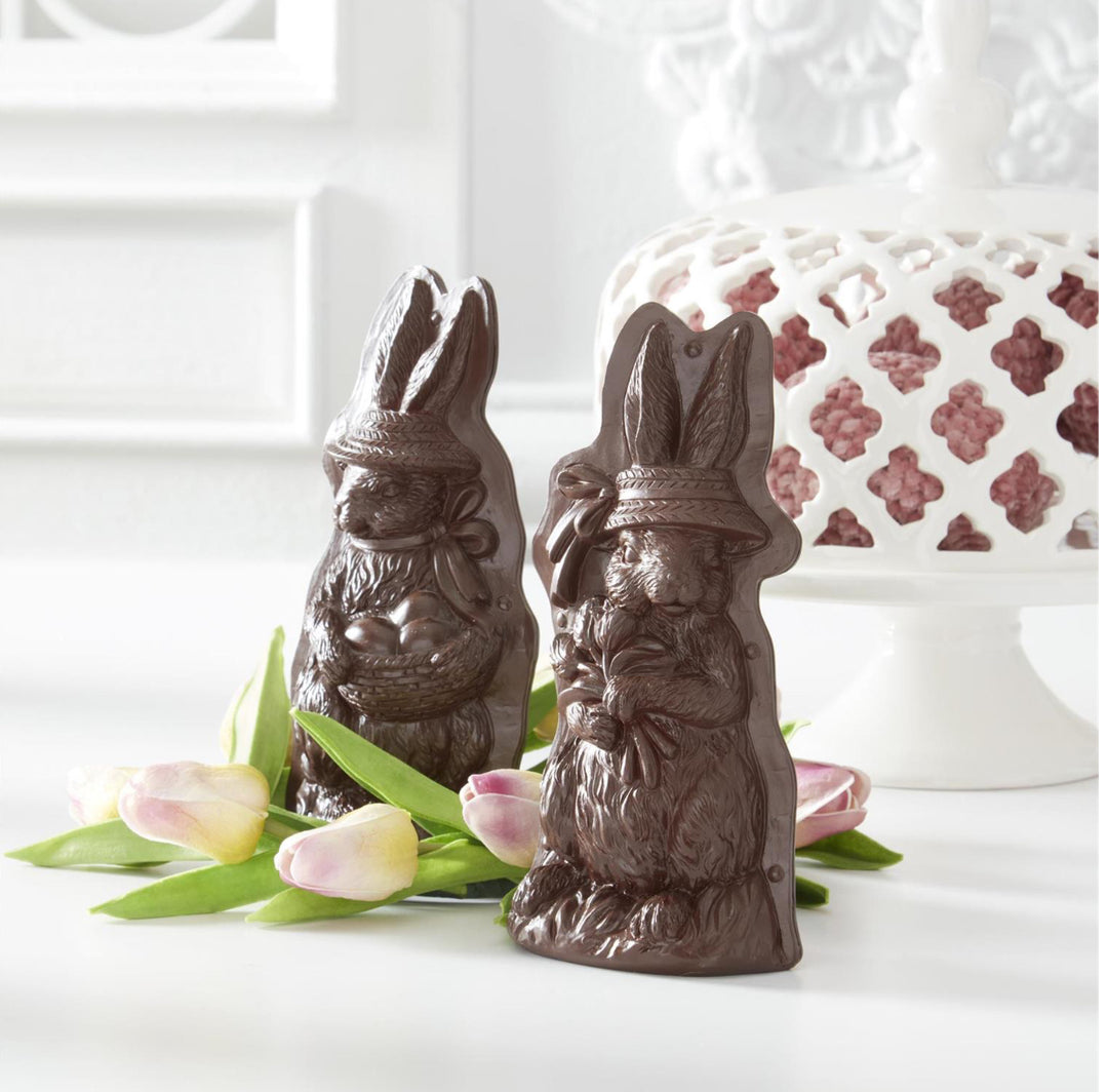 7.75” Resin Chocolate Mold Bunnies in Hats