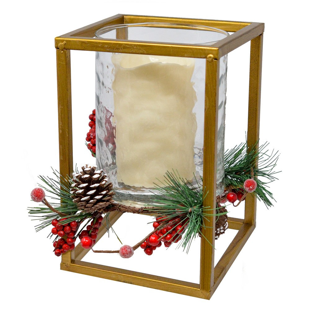 9IN LED Candle Holder with Wreath