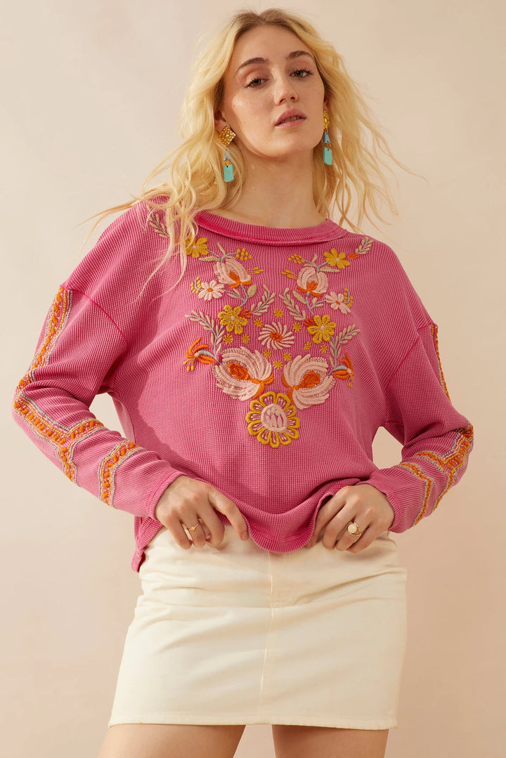 HADASS FLORAL EMBROIDERED TOP